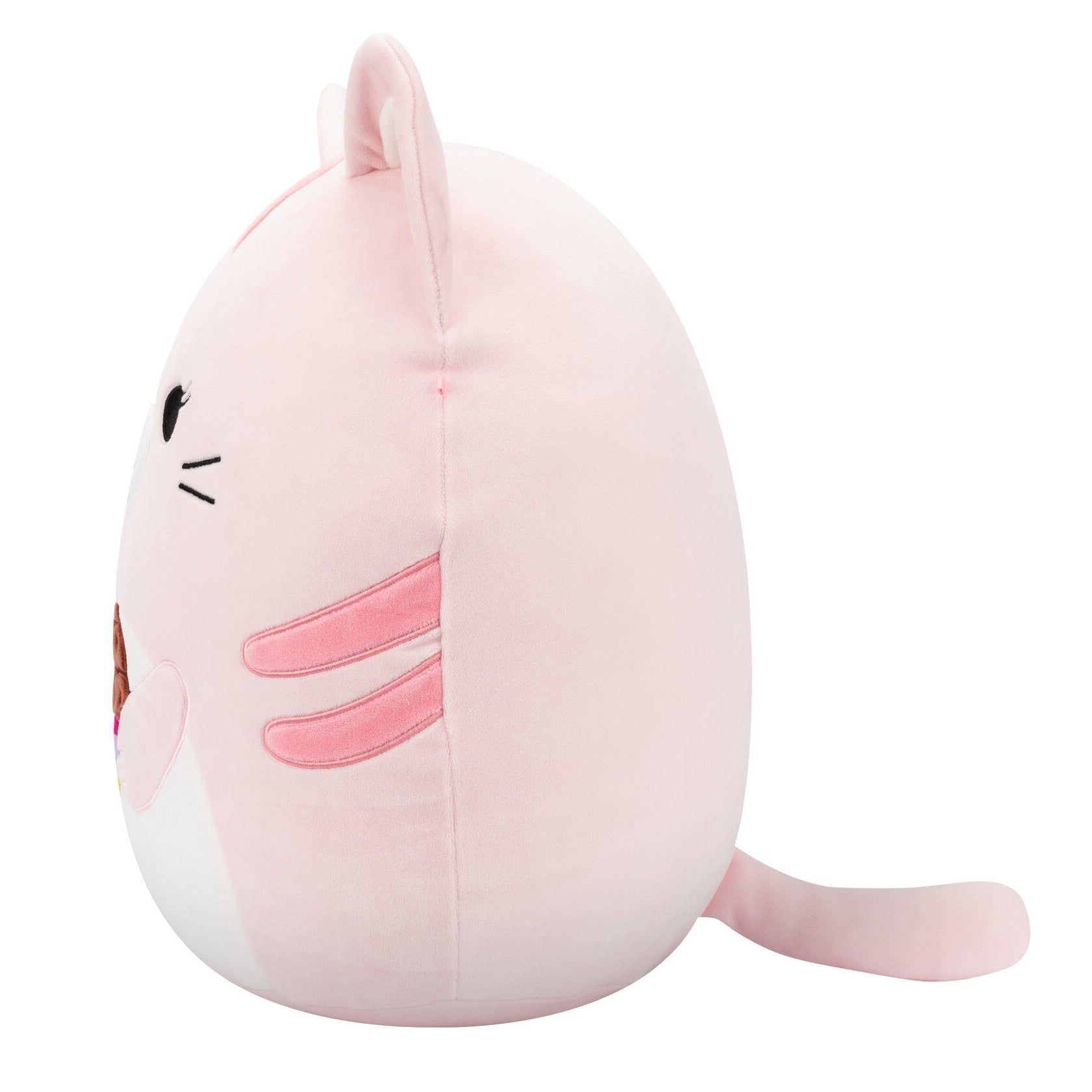 14-Inch Laura the Pink Tabby Cat Holding Birthday Cupcake - Image 3