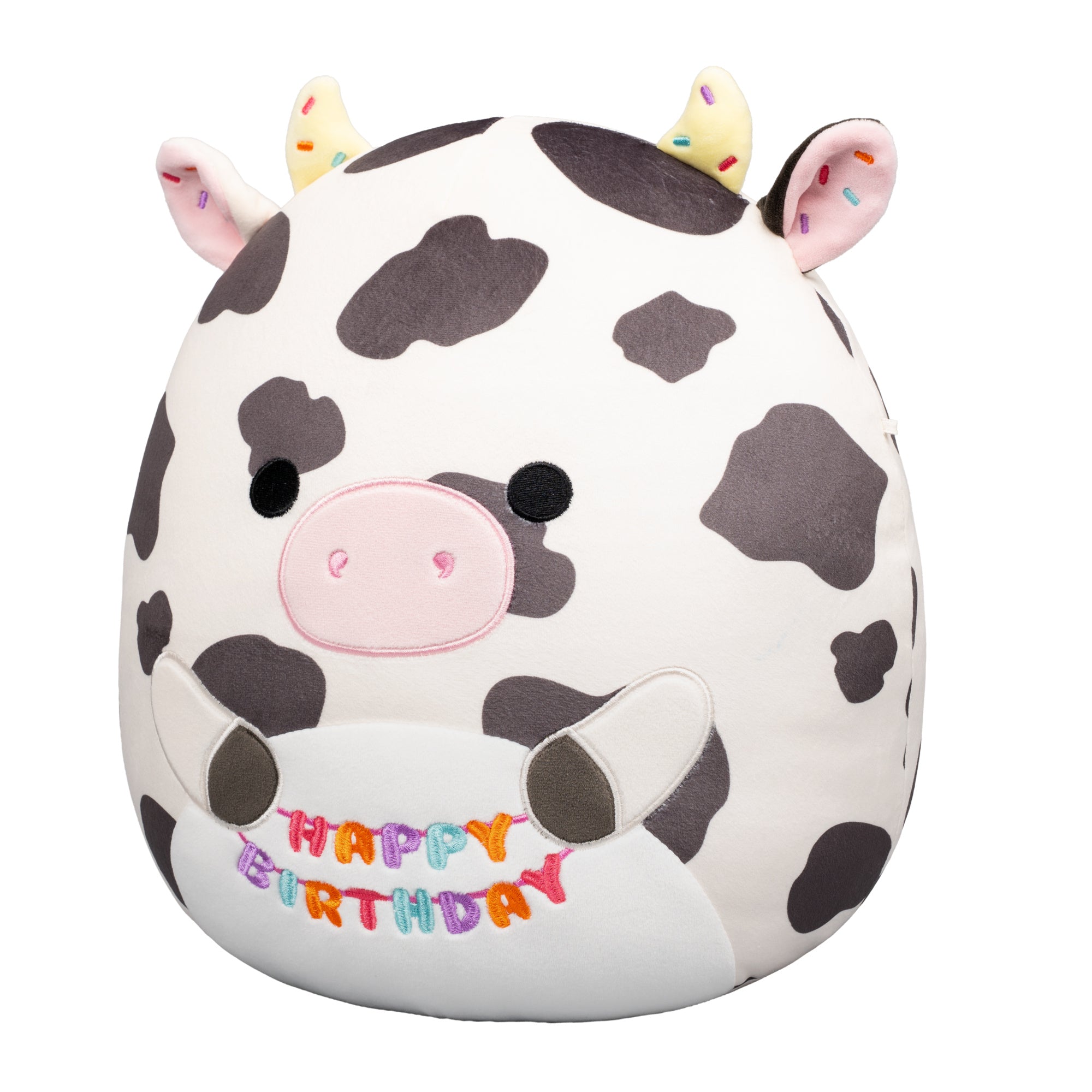 12-Inch Colin the Black and White Cow Holding Birthday Sign - Image 2