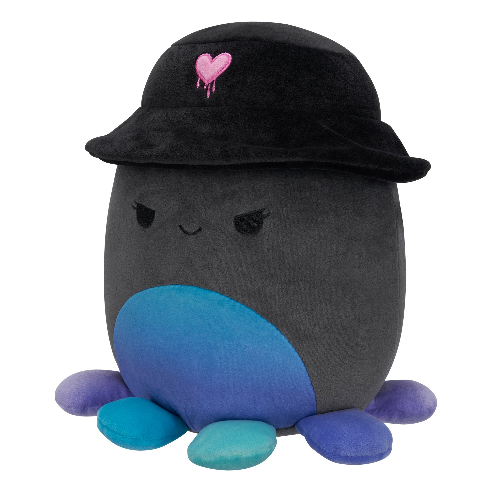 8-Inch Yoko the Charcoal Grey Octopus with Bucket Hat - Image 2